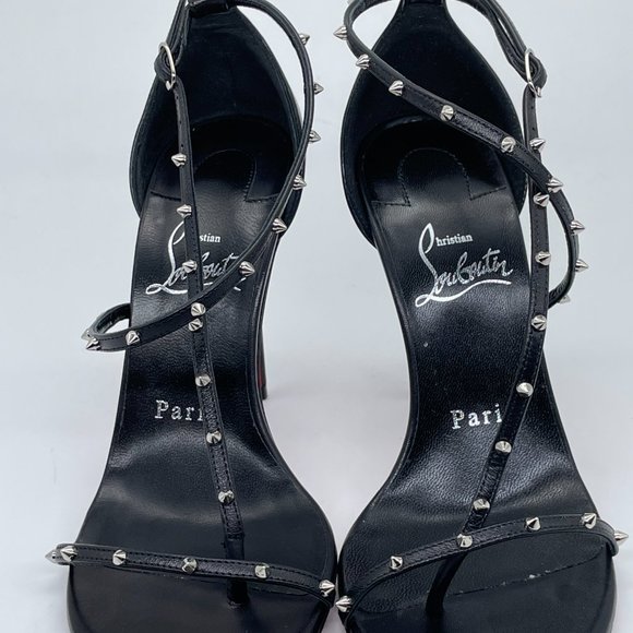 Christian Louboutin RIOJANA SPIKES 100 Strappy Studded Heels Sandals Shoes - Picture 6 of 16